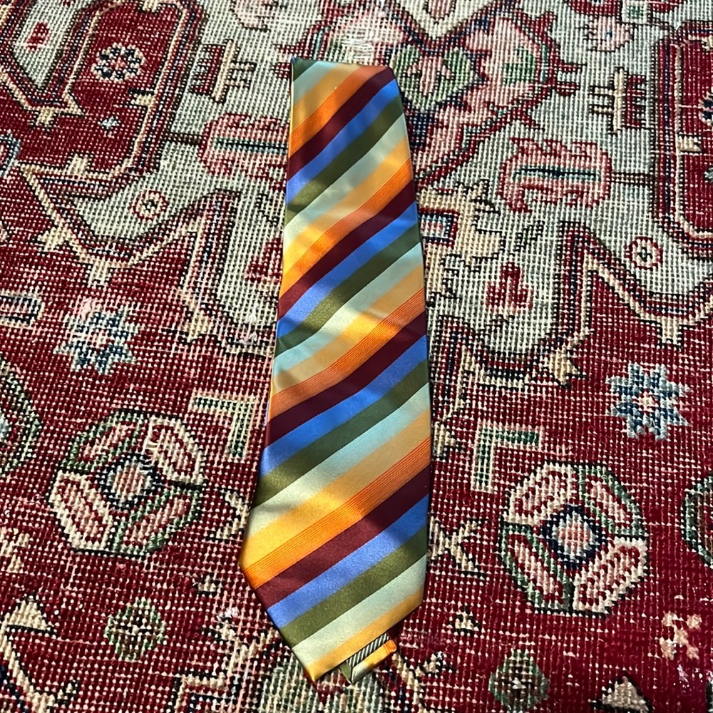 Oleg Cassini multicolour silk stripe tie, 2 for 50% off
